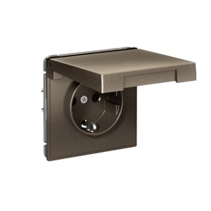 ARTGALLERY РОЗЕТКА с заземл. со шторк. с крышк., 16А, IP20, механизм, быстрозажим. клем., МОККО