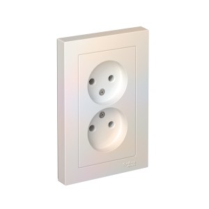 ATLASDESIGN РОЗЕТКА двойная без заземления, 16А, в сборе, ЖЕМЧУГ