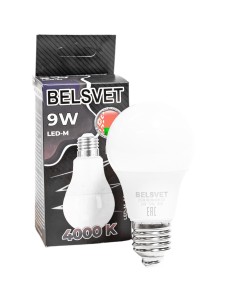Лампа светодиодная LED-M A60 9 W 4000 К Е27 Belsvet в красочной упаковке