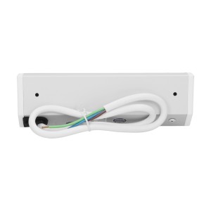 Блок розеточный угловой, 2хUSB 5V 2,1A +2х 2P+E со шторками, накладной, кабель 0,6м, 3680вт, белый-алюминий