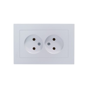 ATLASDESIGN РОЗЕТКА двойная без заземления, 16А, в сборе, ЖЕМЧУГ