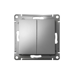 ATLASDESIGN 2-клавишный ПЕРЕКЛЮЧАТЕЛЬ, сх.6+6, 10АХ, механизм, СТАЛЬ