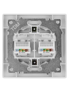 Розетка компьютерная двойная RJ45 серебр. металлик "Сенеж" TDM