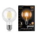 Лампа Gauss Filament G95 6W 630lm 2700К Е27 LED