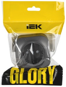 GLORY Розетка 1-местная для открытой установки с заземлением с защитными шторками 16А РСш20-3-ХСм сталь матовый IEK