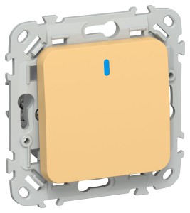 FLITE Выключатель 1-клавишный кнопочный с индикацией 10А ВС11-2-1-ФлЗ золотарник IEK