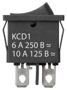 KCD1-101B 250В AC/DC, 1P, 6А, (2с), ON-OFF, черный, Mini TDM