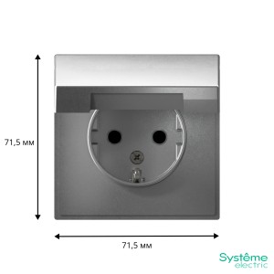 ARTGALLERY РОЗЕТКА с заземл. со шторк. с крышкой, 16А, IP20, механизм, АЛЮМИНИЙ