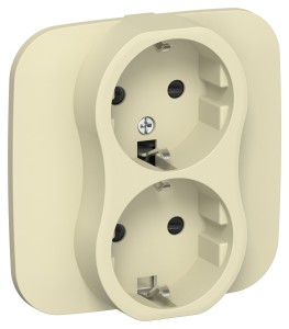 FLITE Розетка 2-местная с заземлением с защитными шторками безвинтовое крепление 16А РСш12-1-А-ФлН навахо IEK