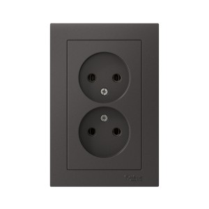 ATLASDESIGN РОЗЕТКА без заземления без шторок, 16А, механизм, БАЗАЛЬТ