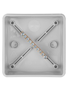 Коробка уравнивания потенциалов(КУП)двухкомп ОП100х100х50мм,шина6х9,8гр.,IP66, инд. ш/к TDM.