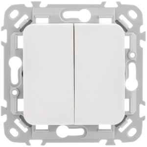 FLITE Выключатель 2-клавишный 10А ВС12-1-0-ФлБ белый IEK