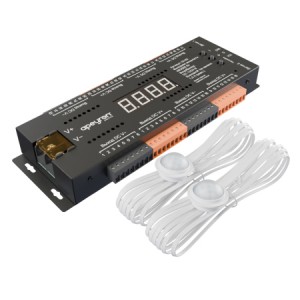 04-63 Контроллер для лестницы, 12В/24В, 480/960Вт, 32CH*1,5А, IP20, 199х63х22,5, 4 реж., 10 скор., черный