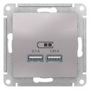 ATN000333 USB РОЗЕТКА А+А 5В/2,1 А, мех.АЛЮМ