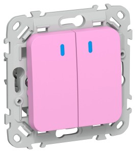 FLITE Выключатель 2-клавишный кнопочный с индикацией 10А ВС12-2-1-ФлПр пурпурный IEK