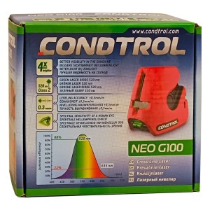 Нивелир лазерный NEO G100 (Зеленый / 20/40 м / 2 луча / +- 0.3 мм/м / Чехол), CONDTROL