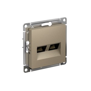 ATLASDESIGN РОЗЕТКА двойная компьютерная RJ45+RJ45 кат. 5e, механизм, ШАМПАНЬ