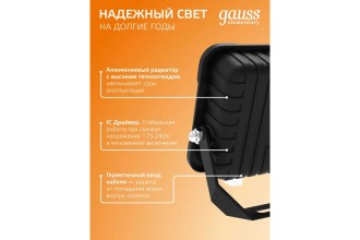 Прожектор светодиодный Gauss Elementary G2 20W 1790lm IP65 3000К черный