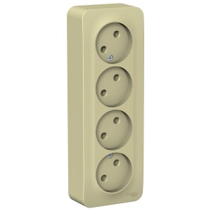 BLANCA О/У РОЗЕТКА 4-ая без заземления без шторок, ИЗОЛ.ПЛ., 16А, 250В, БЕЖЕВЫЙ
