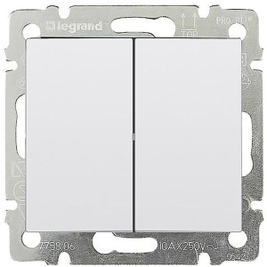 Valena - Кнопка переключатель двухклавишный, белая