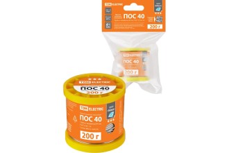 Припой ПОС 40, трубка с канифолью, ГОСТ 21931-76, Ø1 мм, 200 г, катушка, инд. упак., "Алмаз" TDM