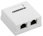 Розетка информационная настенная RJ45 кат.5E FTP 2 порта GENERICA