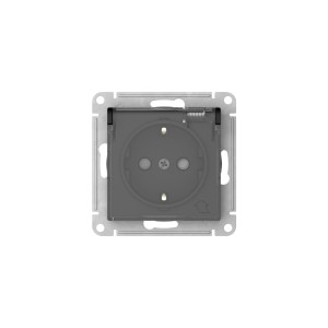 ATLASDESIGN AQUA РОЗЕТКА с зазем. со шт. с прозрач. крыш,16А,IP44, мех., быстрозажим. клем., КАРБОН