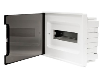 Щиток 12 мод встраиваемый FRAME, белый, с тонированной дверцей, с 2 шинами PEN на 6 и 8 отв. DKC