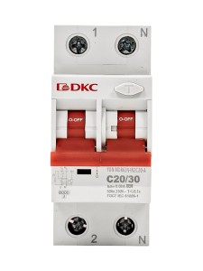 Дифавтомат YON max типа MDR, 1P+N, 30mA, 20A, хар-ка C, 6kA, тип А DKC