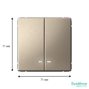 ARTGALLERY 2-клавишный ВЫКЛЮЧАТЕЛЬ с подсветкой, сх.5а, 10АХ, механизм, ШАМПАНЬ