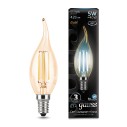 Лампа Gauss Filament Свеча на ветру 5W 420lm 4100К Е14 golden LED 1/10/50