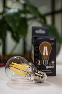 Лампа Gauss Filament А60 15W 1400lm 2700К Е27 LED