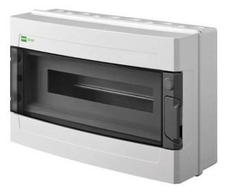 Щит навесной EP-LUX 1x18M, N/PE 2x 8x16+6x10mm2, дымчатая пласт. дверь, светло-серый RAL7035, 262x410x150mm, IP65