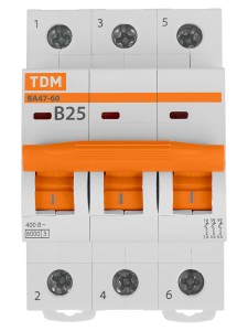 Авт. выкл. ВА47-60 3Р 25А 6кА х-ка В TDM