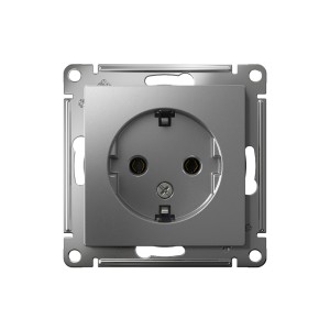 ATLASDESIGN РОЗЕТКА с заземлением без шторок, 16А, механизм, СТАЛЬ