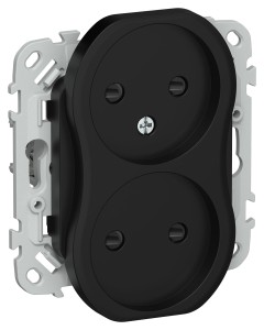 FLITE Розетка 2-местная без заземления с защитными шторками безвинтовое крепление 10А РСш02-1-ФлЧ черный IEK