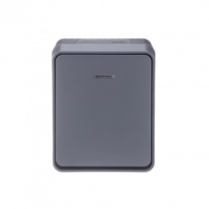 ATLASDESIGN PROFI IP54 О/У 1-клавишный ВЫКЛЮЧАТЕЛЬ с подсветкой, сх.1а, 10АХ, АНТРАЦИТ