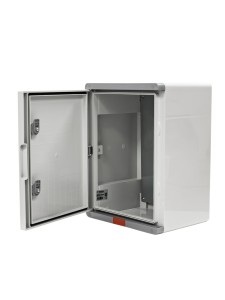 Пластиковый корпус 400х300х220 (ВхШхГ) серая дверь, с монтажной платой, Design Pro Series IP67