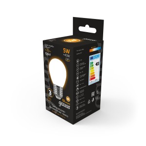 5 Вт Лампа Gauss Filament Шар 5W 420lm 2700К Е27 milky LED