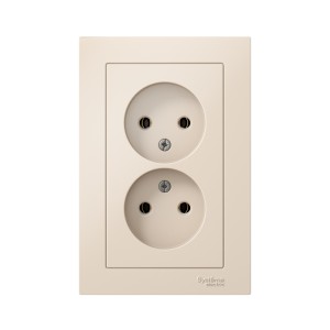 ATLASDESIGN РОЗЕТКА двойная без заземления, 16А, в сборе, БЕЖЕВЫЙ