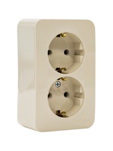 BLANCA О/У РОЗЕТКА двойная с заземлением без шторок, ИЗОЛ.ПЛ., 16А, 250В, БЕЖЕВЫЙ