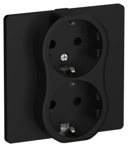 FLITE Розетка 2-местная с заземлением без защитных шторок 16А РС12-0-К-ФлЧ черный IEK