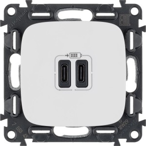 Valena Allure - Зарядное устройство 2xUSB Type C+C, 3000мА, белый (инд. упаковка)