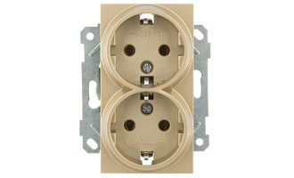 Rita - Розетка двойная 2x2P+E, золото доре