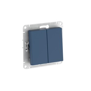ATLASDESIGN 2-клавишный ВЫКЛЮЧАТЕЛЬ, сх.5, 10АХ, мех., быстрозажим. клем., АКВАМАРИН