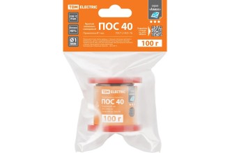 Припой ПОС 40, проволока, ГОСТ 21931-76, Ø1 мм, 100 г, катушка, инд. упак., "Алмаз" TDM