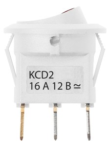 KCD2-101N-2 12В AC/DC, 1P, 16А, (3с), ON-OFF, белый с красной точечной LED подсветкой TDM