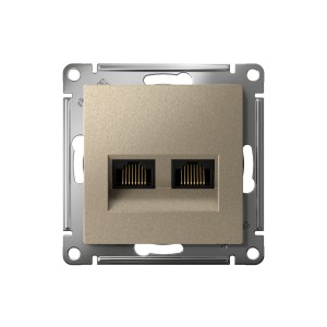 ATLASDESIGN РОЗЕТКА двойная компьютерная RJ45+RJ45 кат. 5e, механизм, ШАМПАНЬ