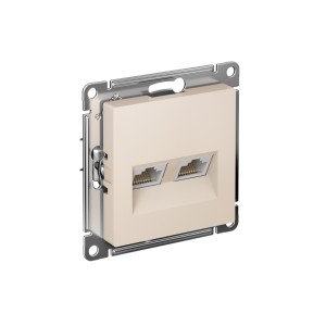 ATLASDESIGN РОЗЕТКА двойная компьютерная RJ45+RJ45 кат. 5e, механизм, БЕЖЕВЫЙ