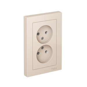 ATLASDESIGN РОЗЕТКА двойная без заземления, 16А, в сборе, БЕЖЕВЫЙ
